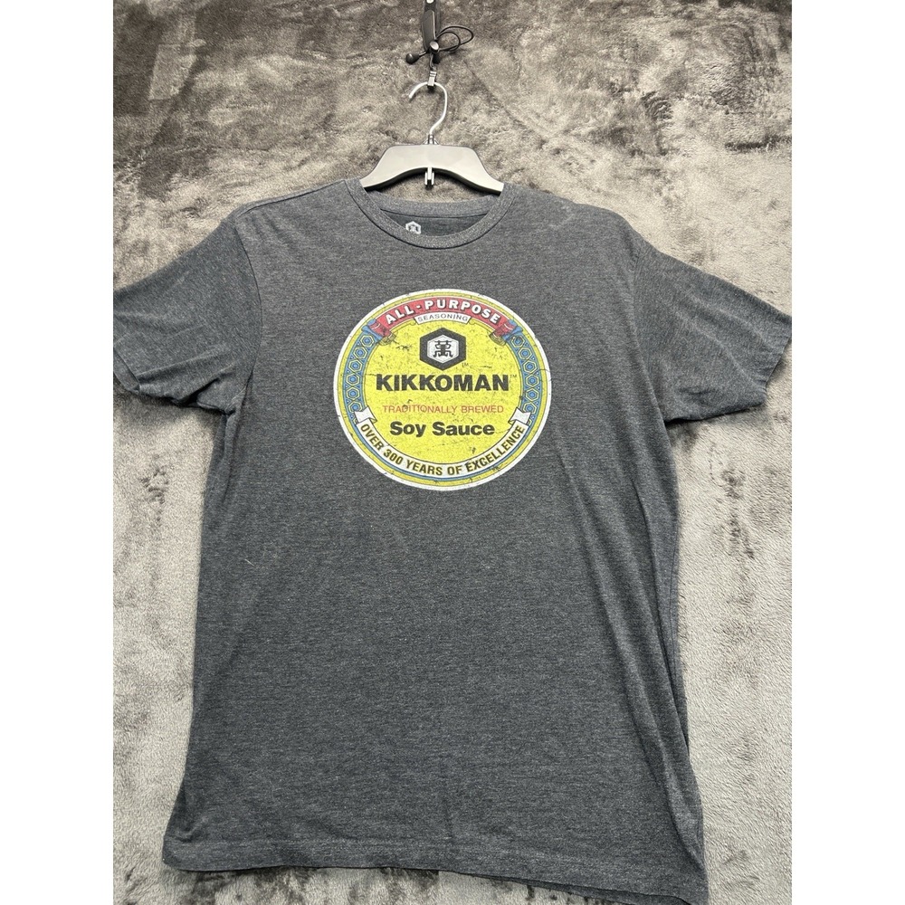 Kikkoman Faded Soy‎ Sauce Men's Large Graphic T Shirt Gray Food Brand Tee